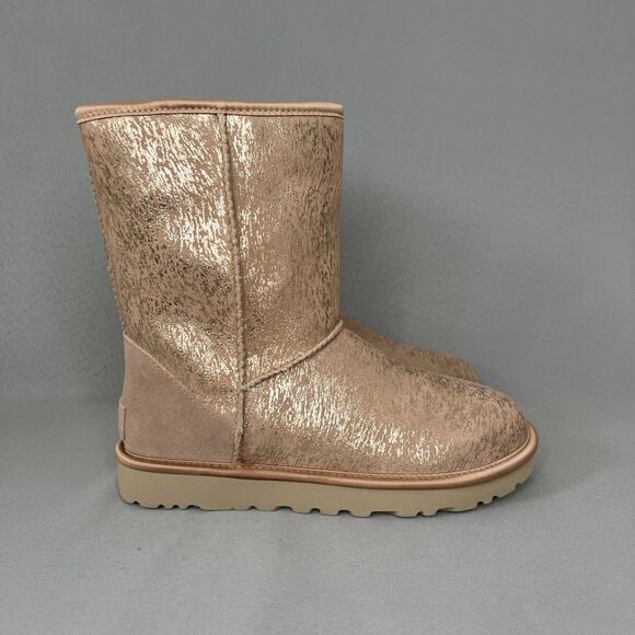 New Womens UGG Boots Sz 7 Classic Short Arroyo Marble Matte Heel Pink Tan Gold - Picture 7 of 16